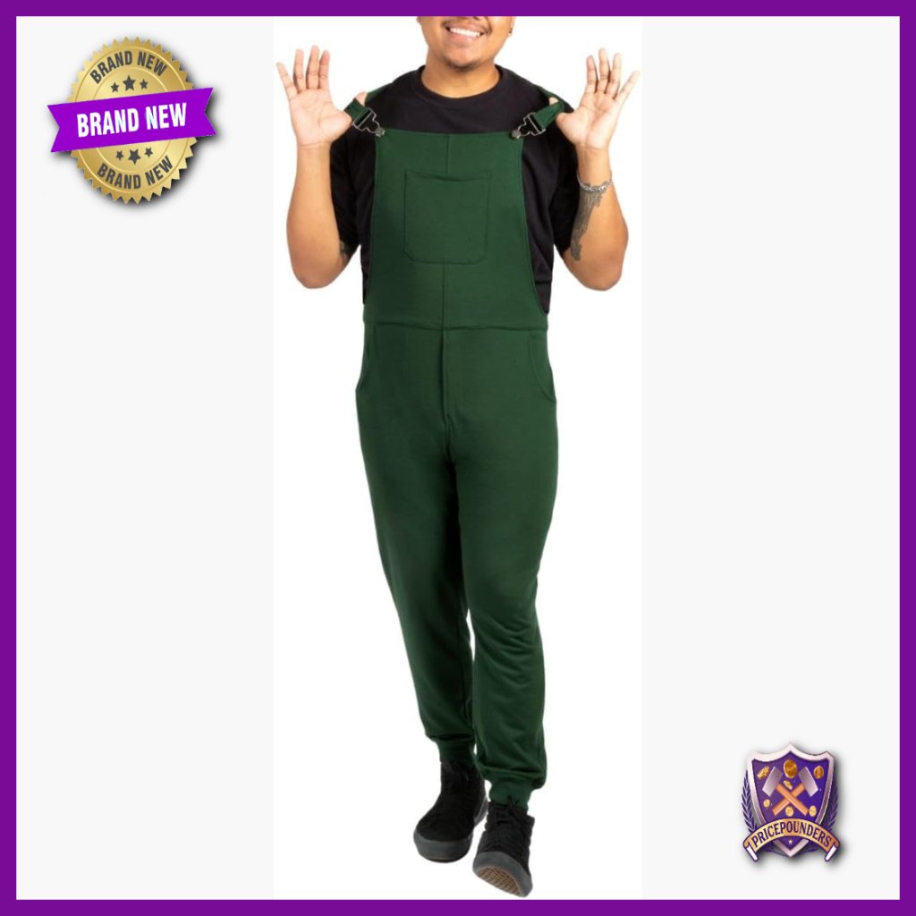 Unisex Sweatpant Overalls Relaxed Fit Jogger Cuff Zipper Fly 6 Pockets